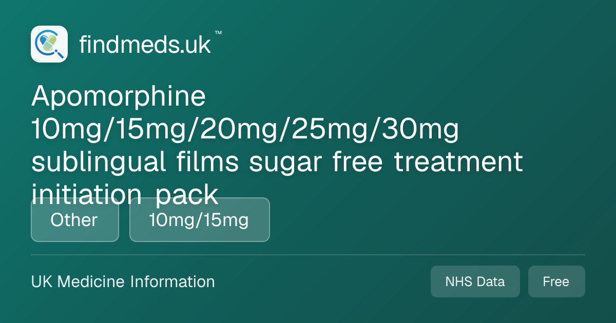Apomorphine 10mg/15mg/20mg/25mg/30mg sublingual films sugar free ...