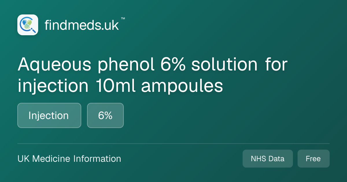 Aqueous phenol 6% solution for injection 10ml ampoules | findmeds.uk™