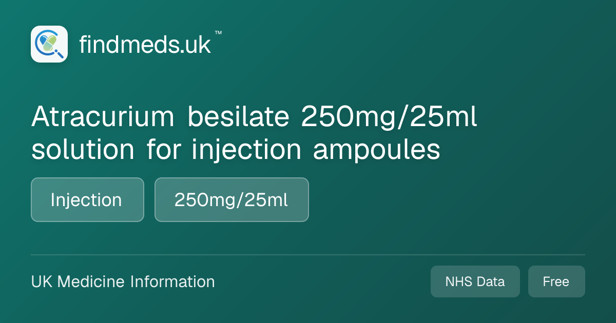 Atracurium besilate 250mg/25ml solution for injection ampoules ...