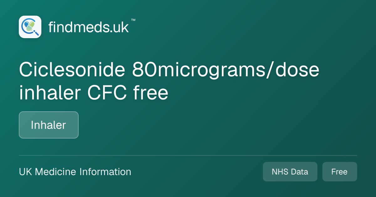 Ciclesonide 80micrograms/dose inhaler CFC free | findmeds.uk™
