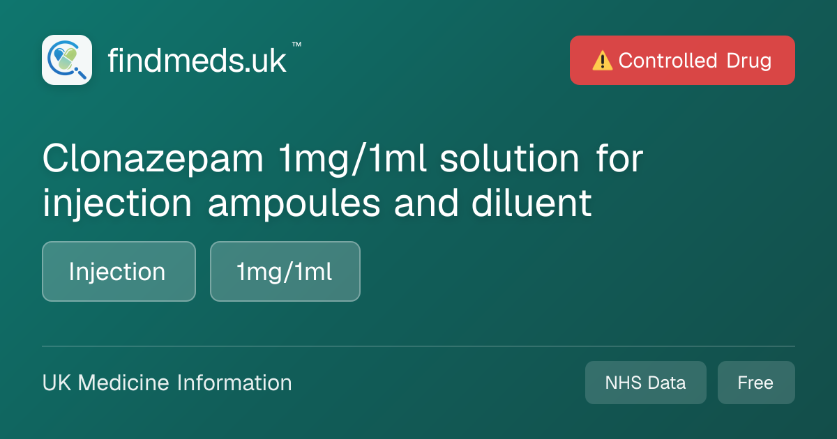 Clonazepam 1mg/1ml solution for injection ampoules and diluent ...