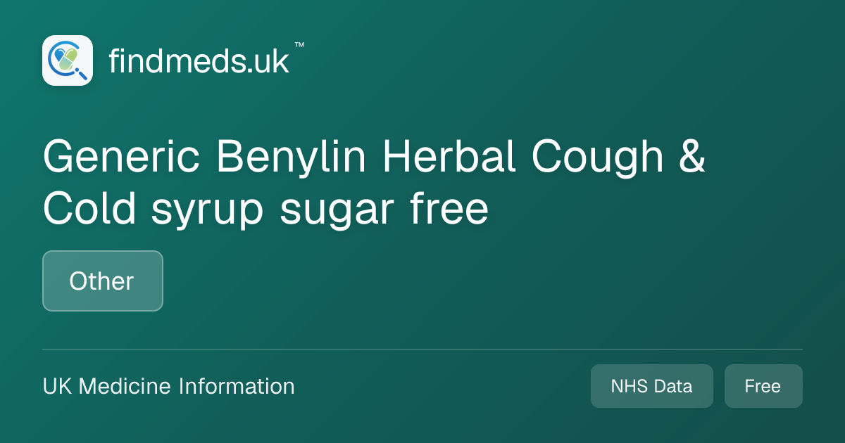 Generic Benylin Herbal Cough & Cold syrup sugar free | findmeds.uk™
