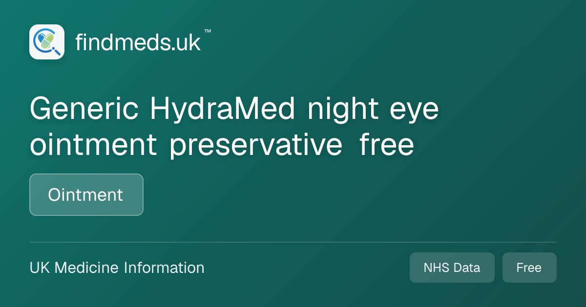 Generic HydraMed night eye ointment preservative free | findmeds.uk™