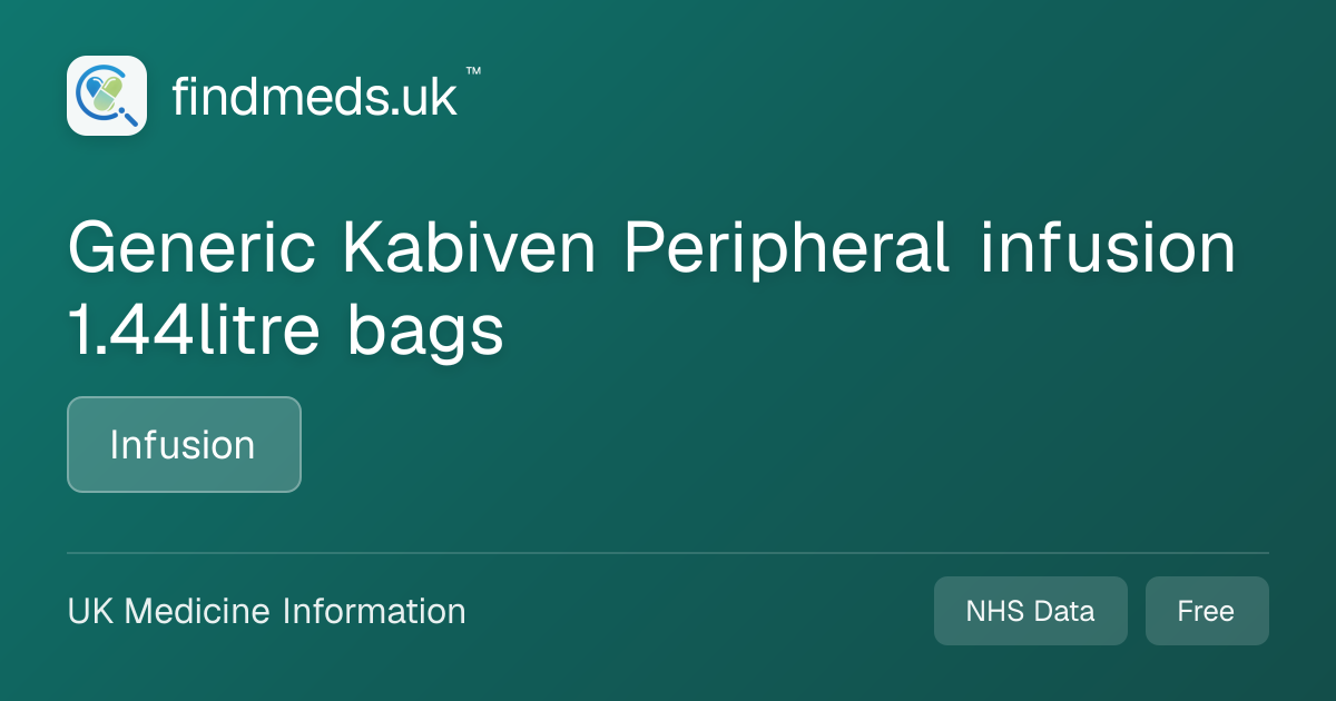 Generic Kabiven Peripheral infusion 1.44litre bags | findmeds.uk™