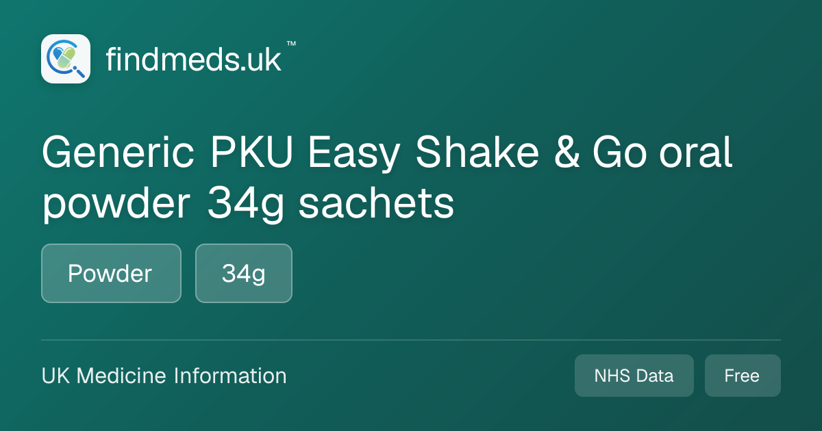 Generic PKU Easy Shake & Go oral powder 34g sachets | findmeds.uk™
