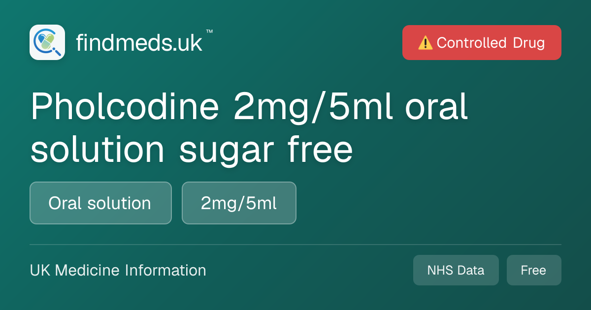 Pholcodine 2mg/5ml oral solution sugar free | findmeds.uk™