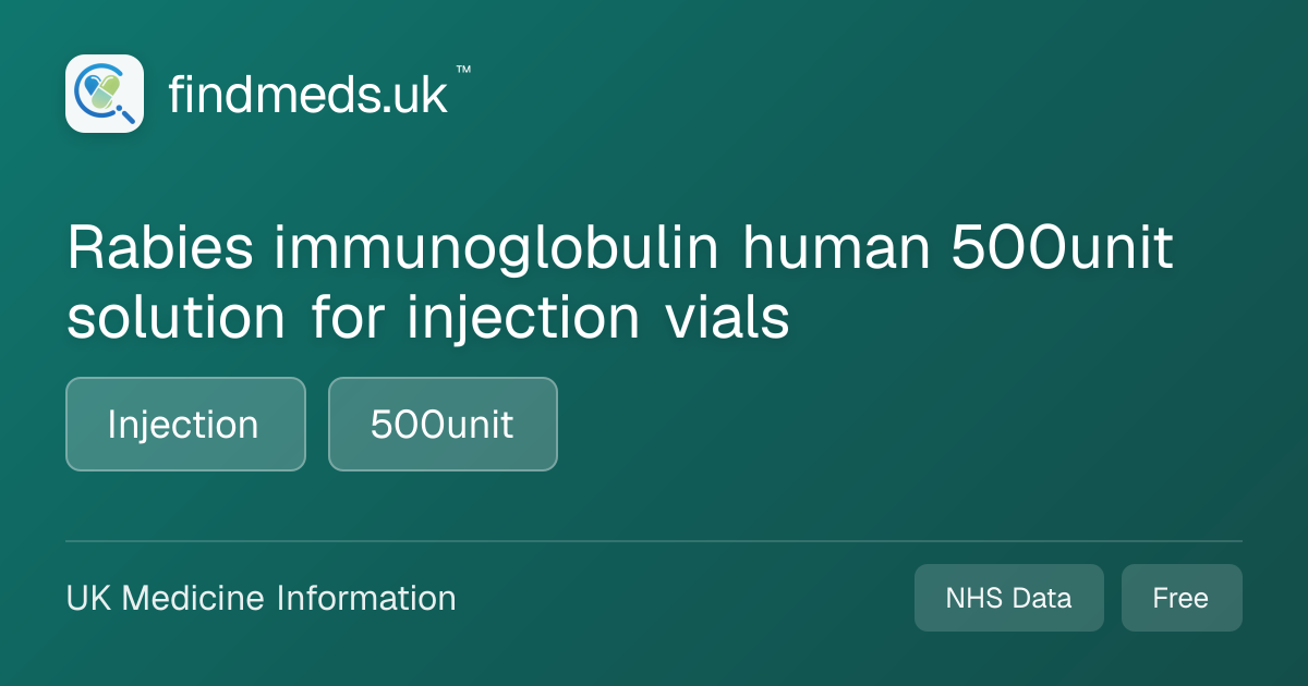 Rabies immunoglobulin human 500unit solution for injection vials ...