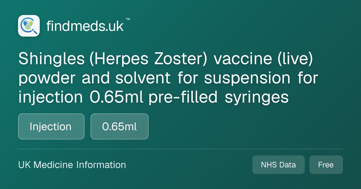 Shingles (Herpes Zoster) vaccine (live) powder and solvent for ...