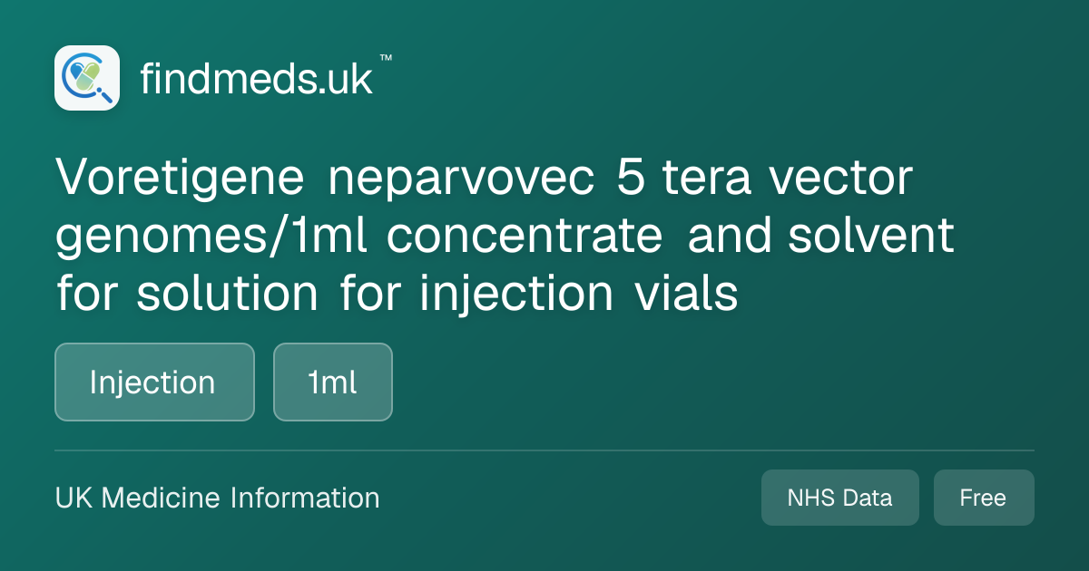 Voretigene neparvovec 5 tera vector genomes/1ml concentrate and solvent ...